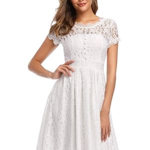 Owin Women's Retro Floral Lace Cap Sleeve Vintage